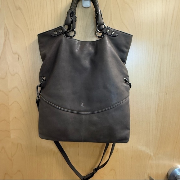 Elliott Lucca Gray Leather Tote Bag - Picture 1 of 10